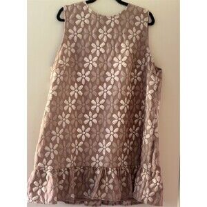 SOLY HUX Shift Dress Womens 3XL Pink Floral Jacquard Sleeveless Ruffle Hem
